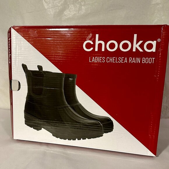 Chooka Women's Waterproof Duck Chelsea Rain Boots Size 10 BlackPlush Lining NEW - Picture 3 of 16